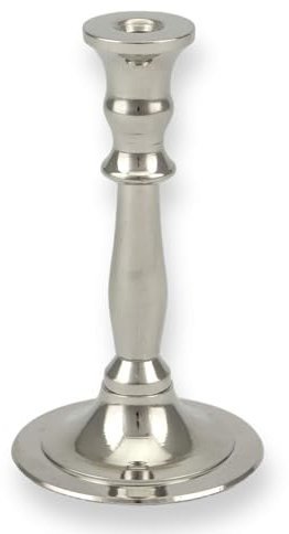 Einzelner Messing-Kerzenhalter vernickelt – Home Icon Altar, Gebetsecke