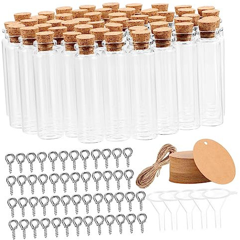 RORPOIR Mini-glasflaschen-set Mit Korken Etikettenanhängern Seil Trichter Und Schrauben Kleine Glasgefäße Zum Aufbewahren Von Gewürzen Parfüms Und Edelsteinen