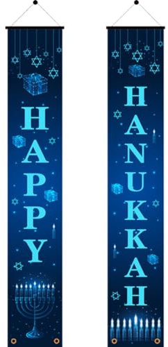 Lpitoy Happy Chanukka Tür-/Veranda-Schild, Banner, Dekorationen, Chanukka-hänge-willkommensschild Für Zuhause, Urlaub, Party, Outdoor-Dekoration