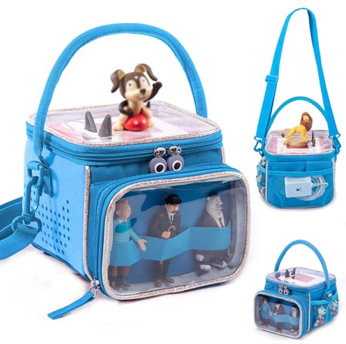 Carrying Case for Toniebox, Travel Storage Bag with Clear Figure Pocket | Portable carrying case for Toniebox,figures with clear storage pocket, top handle and adjustable shoulder strap
