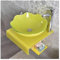 Artiz Moderne Glas Wandhalterung Waschbecken, Gehärtetes Glas Wand Hung Waschbecken Moderne Badezimmer Waschbecken Für Kleine Räume Kleines Gefäß Waschbecken Mit Chrom Wasserhahn Pop Up Drain(Gelb)
