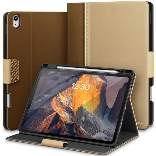 KingBlanc für iPad Air 13 Zoll Hülle M4/M3/M2 Beige | Design mit zwei Texturen, Stifthalter, Veganes Leder, Verstellbarer Ständer, Magnetverschluss, Unterstützt Pencil Pro/USB-C