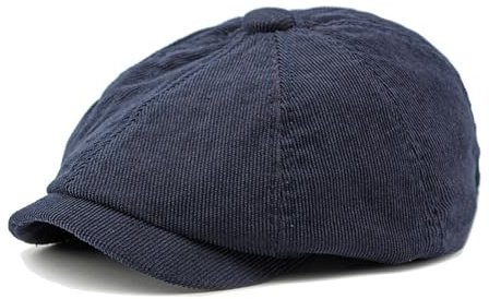 GIBZ Unisex Vintage Cord 8 Panel Schiebermütze Warme | Winter Barett Flat Cap mit Krempe Verstellbare Newsboy Mütze
