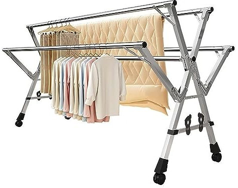 MOKLYF Wäscheständer Wäscheständer Wäscheständer Wäscheständer Edelstahl Wäscheständer Klappbarer Wäscheständer Indoor Outdoor Einziehbarer Wäscheständer Mit 20 Wind(A-94 Zoll