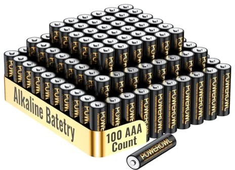 POWEROWL - Alkaline AAA Batteries 100 Pack - High-Capacity 1.5v Long Lasting Triple A Battery, 10-Year Shelf Life
