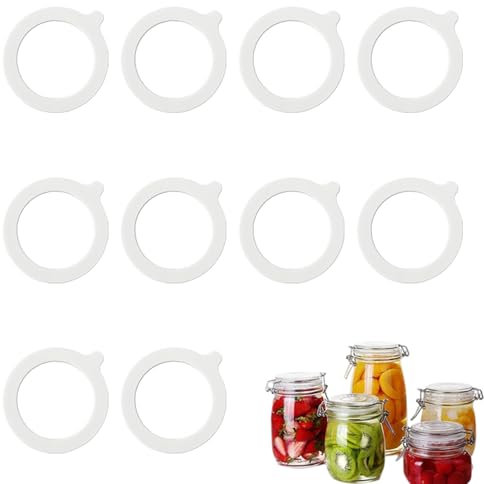 FuzlPnag 10 Pièces joints de rechange en silicone, Joints de Bocal en Silicone Universelles,Joint Bocaux Silicone Rondelle Caoutchouc,anneaux en caoutchouc pour bocaux Weck, Conserver Les Aliments