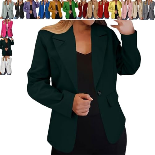 Blazer Ouvert sur Le Devant pour Femme, Veste De Costume DéContractéE à Manches Longues (Vert foncé,Grand)