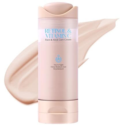 Retinol Vitamin C Gesichtscreme, Anti-Aging Straffende Creme für Hals und Dekolleté, Tag & Nacht Feuchtigkeitscreme für Frauen und Männer, alle Hauttypen, 50 g