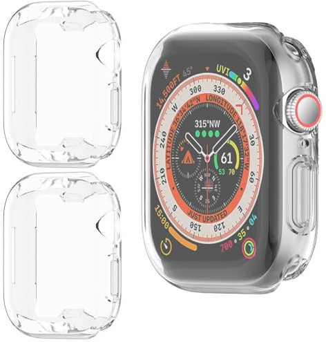GIOPUEY Funda Compatible con Apple Watch Series 11 42mm 2025, [2 Pack] TPU morbido Case, Resistente agli urti - Transparent+Transparent