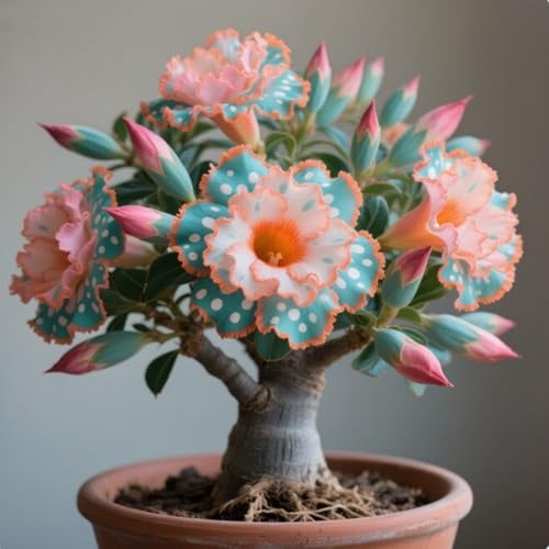 Exquisita rosa del desierto, adecuada para plantar al aire libre, resistente al frío, de rápido crecimiento, apto para principiantes.-2 rizomas-c