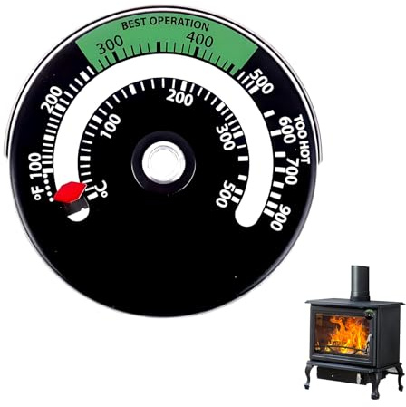 Thermomètre de Poêle Magnétique - Instrument de Mesure de Température pour Poêle à Bois et Tuyaux de Cheminée - 1 Pièce pour Contrôle Optimal et Sécurité, Installation Facile et Polyvalente