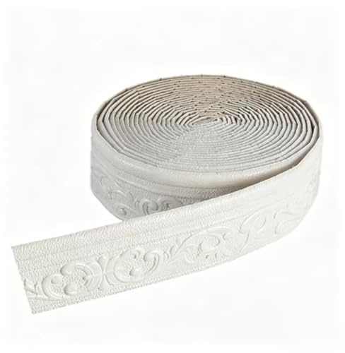 Dryxog Bordüre Selbstklebend, Zierleisten Selbstklebend, Stuckleisten Wand, Tapetenbordüre, 3D Roll Border Trims für Wände Flure Treppen Ecken Linien Decken Dekoration (Weiß,10 m)
