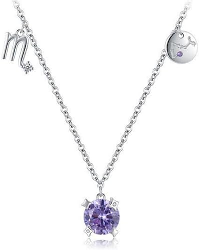 Halskette mit Geburtsstein für Frauen, Sterlingsilber, Sternzeichen-Anhänger, Zeichen, Zirkonia, Horoskop, Halsketten, Astrologie, WomeGirls-Schmuck