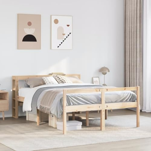 Tonture Seniorenbett Massivholz Kiefer, 140x190 cm, 44 cm Einstiegshöhe, mit Kopfteil, Robustes Bettgestell, ohne Matratze