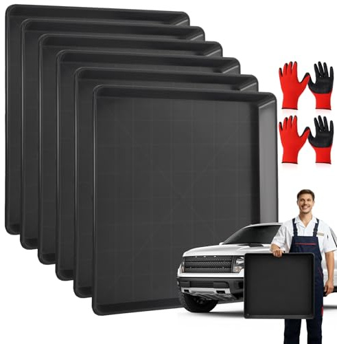 6 Stück Auffangwanne 58x55x3 cm, Ölauffangwanne für Auto und Haushalt | Große Kunststoff-Auffangwanne schützt Böden vor Öl, Wasser und Leckagen, ideal für Garage, Waschmaschine und Gefrierschrank