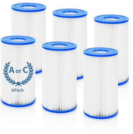 KGC Ersatz Typ A/C Filter Kompatibel mit Intex 29000E/59900E, 6 Stück Filterkartuschen Kartuschenfilter für Poolpumpe Swimmingpool oberirdischen Pools