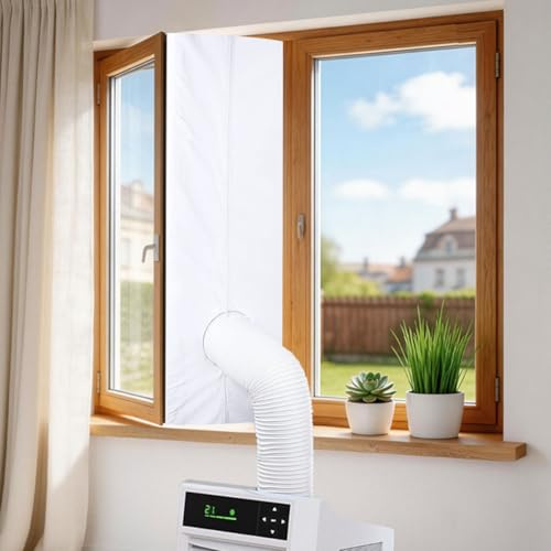 300cm/118Inch AC Window Seal YATCO Portable Universal Window Seal Kit | for Mobile Air Conditioner Unit & Tumble Dryer, Hot Air Stop Air Exchange Guards with Zip, Easy to Install