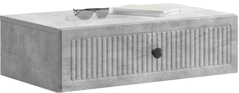vidaXL Wandmontierter Beistelltisch Betongrau 59 x 34,5 x 17 cm, Moderner Wohnraum, rechteckiger Beistelltisch mit viel Stauraum, wandmontierte Möbel, kompakte Lösung aus Holz