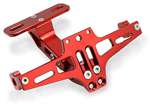 MZ-STORE Universal CNC Aluminium Motorrad Hintere Kennzeichenhalter Nummernschildhalter mit Rücklicht für Z650 Z750 Z800 Z1000 Z900 Z300 Z250 (Rot)
