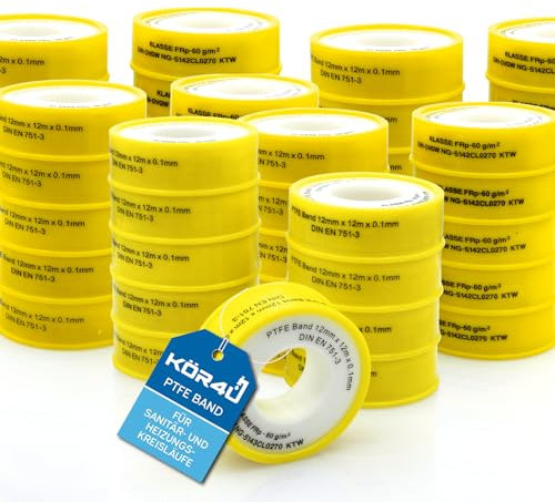 kör4u 50x Teflonband DVGW für Gas und Wasser PTFE Band Dichtband Gewindedichtband