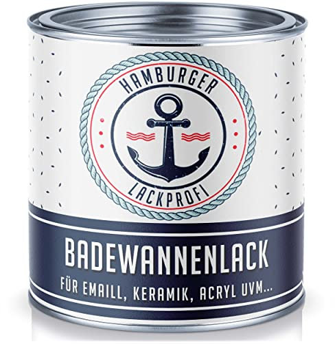 Badewannenlack GLÄNZEND Verkehrsweiß RAL 9016 Weiß Badewannenbeschichtung Emaille Farbe // Hamburger Lack-Profi (5 L)