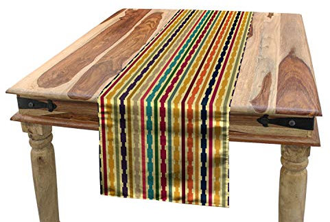 ABAKUHAUS Streifen Tischläufer, Simplistic Form, Muster, Esszimmer Küche Rechteckiger Dekorativer Tischläufer, 40 x 225 cm, Beige Braun Rot