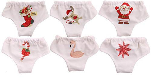 Uteruik Puppe Unterhose für 18 Zoll American Girl Puppe Kleidung Weihnachten Muster Unterwäsche Sets, 6 Stück (Neiku-B)