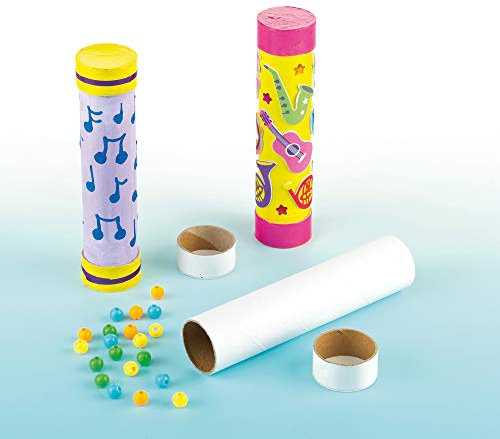 Baker Ross Lot de 4 Kits Maracas en forme de Tube à personnaliser - Pour les amateurs de Musique ET422 Coloris Assortis