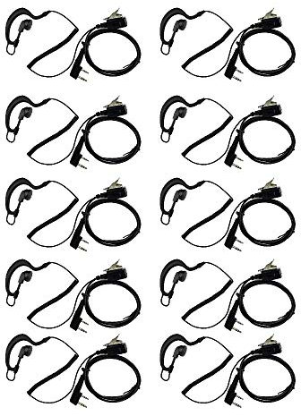Caroo Walkie Talkieds Earpiece G Shape Headset with Mic PTT for Kenwood TK-2107 TK-3107 BaoFeng Uv-5r Bf-888s 2 Way Radio（10 Pack