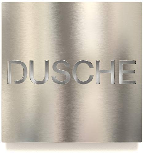 Edelstahl Hinweis-Schild Dusche - selbstklebend & pflegeleicht - Design Piktogramm - Türschild H-66-E