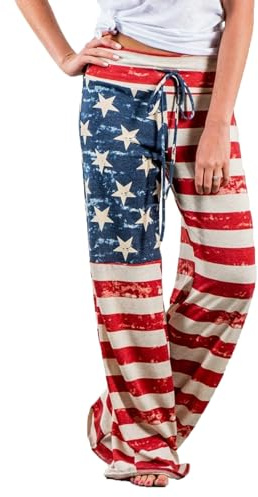 AMYTIS LINGERIE Damen Yoga-Hose Schlafanzughose weich Pyjamahose Fitness Lange Stretch Drawstring Hosen Freizeithose Strandhose Weites Bein Hose