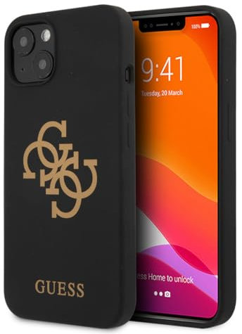 Guess GUHCP13SLS4GGBK Case for iPhone 13 Mini 5.4 Inches Black Silicone 4G Logo