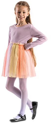 OVISSA Collant da Balletto per Ragazze Collant Scolastici per Bambine Resistenti con Piedi Morbidi Uniformi Scolastiche Danza Sport 50 den con Microfibra, Lilla 9-10 Anni