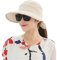 Casquette Visière Femme été Casquette de Baseball Queue de Cheval Chapeau Haut Vide Coton Chapeau de Soleil Large Bord Anti-UV Casquette Cap Snapback Chapeau de Sport Golf Plage Voyage, Beige