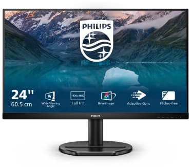 Philips 242S9JAL - 24 Zoll Full HD Monitor, AdaptiveSync, Laustprecher (1920x1080, 75 Hz, VGA, HDMI, DisplayPort, USB Hub) schwarz