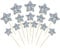 Gyufise 42Pcs Little Star Cupcake Toppers Twinkle Star Cupcake Picks Wedding Engagement Baby Shower Birthday Party Cake Decorations Supplies Mixed Size Silver Laser