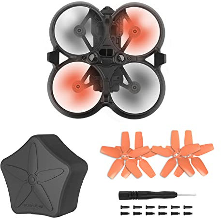 ZJRXM Avata FPV Drone Propeller Zubehör Schutzbox + 4 Stück Silent Flight Propeller Kit für DJI Avata FPV Drone Zubehör (Orange)