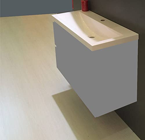 Saqu Studio Waschbecken 100x36 cm - 1 Hahnloch Weiß - Waschbecken für Unterschrank, Waschtisch für Badmöbel Set