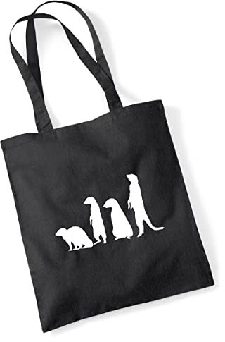 Huuraa Jutebeutel Erdmännchen Silhouette Geschenk 10 Liter Black Baumwolle Erdmännchen Präsent