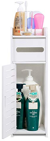 Ejoyous Slim Bathroom Storage Unit, Small White Toilet Floor Cabinet Narrow Bath Storage Cabinet Narrow Floor Standing Cupboard Organiser, for Small Spaces Living Room Bedroom Kitchen (S 950mL)