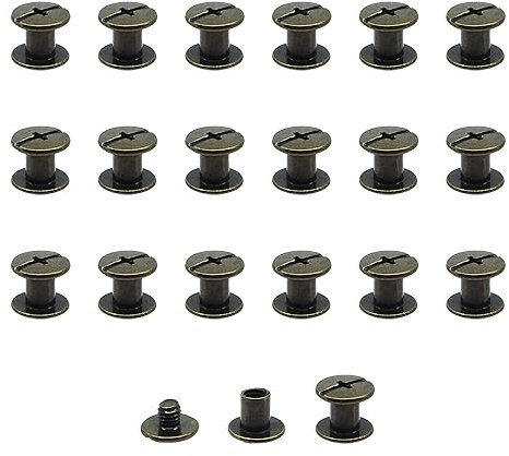 JJWNMLL 20 stück chicago schraubnieten bindungsschrauben, M5*6mm schrauben Ledernieten schraubenpfosten metall nieten chicago schrauben, für leder brieftasche dekoration buchbinderei (Bronze)