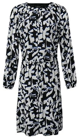 Comma Gemustertes Midi-Kleid mit Faltenausschnitt