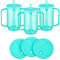 Sliner 3 Pcs Adult Sippy Cups for Elderly, 12 oz Plastic Spill Proof Cups with 2 Handles Straw and Lid for Adults Hospital Disabled Dysphagia Patients (Blue)