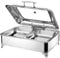 Chafing Dish Elektrisch, 9L Edelstahl Speisewärmer Buffetwärmer mit Sichtbarem Glasdeckel, Professionel Warmhaltebehälter Essen für Party Küchen Hotel, Einstellbare Temperatur (0-85℃)