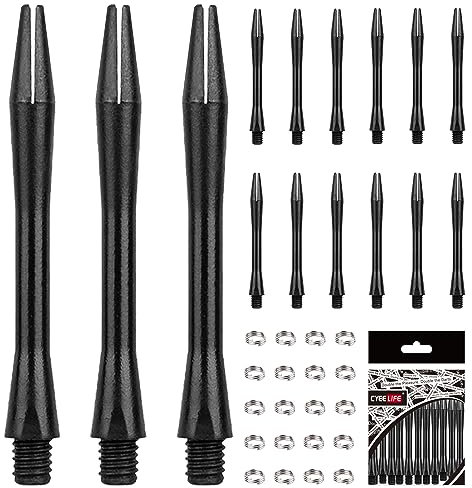 CyeeLife Dart-Schäfte,15 Stück Dart Shafts mit 20 O Ringe,4, Dart Zubehör für Dartpfeile (Schwarz) (Schwarz)