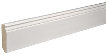 Kosche | Sockelleiste | Massivholz | 19 x 96 x 2400 mm | Weiß | Fußleiste | Berliner Profil | Hochwertig | Robust | 2.4 Meter