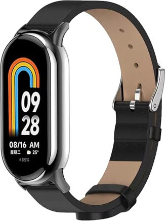BRLYYOE Cuir Bracelet Compatible pour Xiaomi Mi Band 8, Bracelet Mi Smart Band 8 Ajustable Sangle Bracelet de Remplacement en Cuir Accessoires avec Xiaomi Mi Band 8