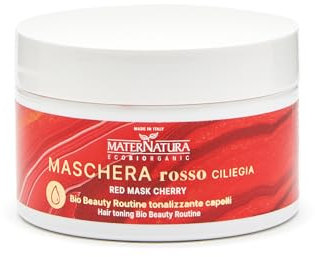 Kirschrote Maske: Tönungsmaske, ideal für rote und kupferfarbene Nuancen, Feuchtigkeitsspendend, Bio Beauty-Routine für rote Haare, Made in Italy - 200 ml