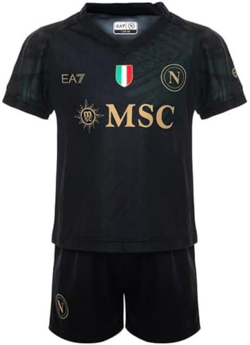 SSC Napoli Set Gara Junior Third EA7, Prodotto Ufficiale, Scudetto Tricolore, Tatuaggio Maori, Divisa Bambino, 4 anni