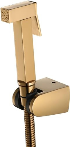 Samnuerly Kit de Ducha para Inodoro, rociador de bidé de Mano de latón, bidé de Ducha de Mano de Titanio Dorado, Utilizado para inodoros y Esquinas de inodoros, Top A